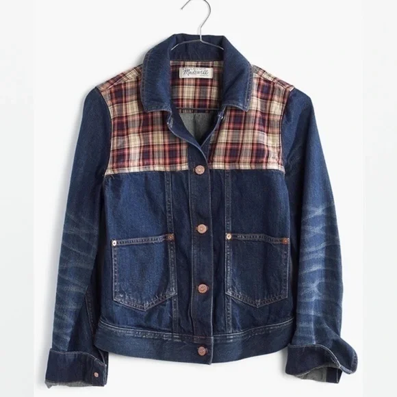 Madewell Denim Plaid Trucker Jean Jacket NWOT - Picture 3 of 13